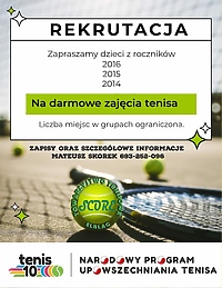 Towarzystwo Tenisowe SCORE zaprasza na zajęcia dla dzieci