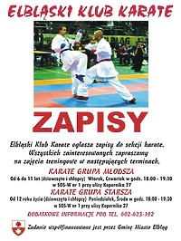 Elbląski Klub Karate zaprasza na treningi