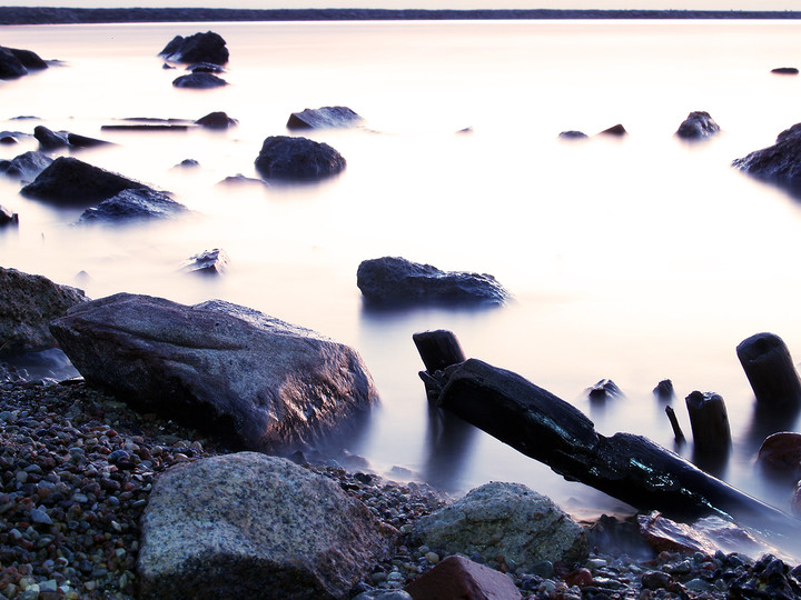 Tolkmicko. Plaża wieczorową porą