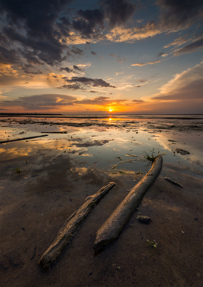 zachod na plaży nad  Zalewem