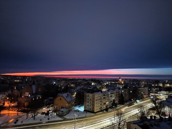 Wschód słońca nad Elblągiem