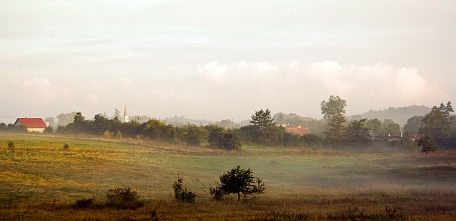 Łęcze w porannej mgle.