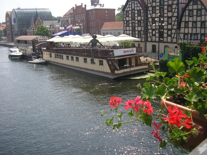 BYDGOSZCZ -stare miasto ,na moscie nad rzeką Brdą jest posąg ŁUCZNICZKI przechodzącej po linie .Posag ten obrazuje "przejście Polski z cienia do dobrobyty " ,co znaczy wstąpienie polski do UNII EUROPEJSKIEJ.