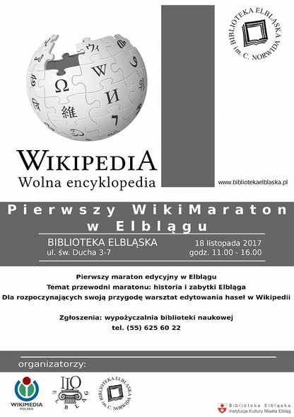 Elbląg, Pierwszy WikiMaraton w Elblągu Elbląg, Pierwszy WikiMaraton w Elblągu