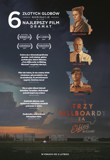 Elbląg, „Trzy billboardy za Ebbing, Missouri” w Multikinie Elbląg, „Trzy billboardy za Ebbing, Missouri” w Multikinie