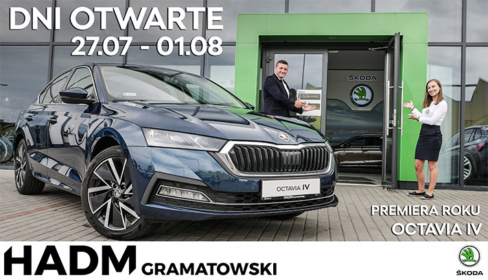 Premiera roku nowej Skody Octavii i dni otwarte w salonie HADM Gramatowski w Elblągu 27.07-01.08!