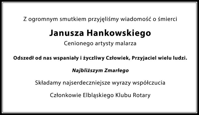 Kondolencje od Elbląskiego Klubu Rotary