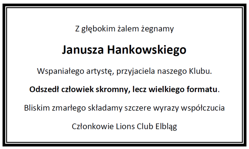 Kondolencje od Lions Club Elbląg