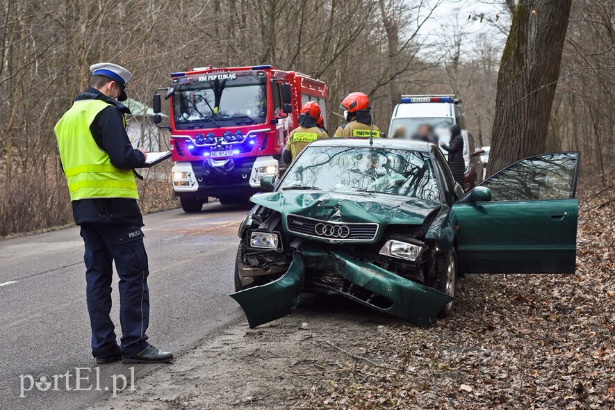 Elbląg, Chcąc uniknąć czołówki, uderzył w drzewo