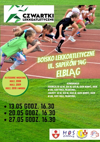 Elbląg, Zapraszamy  na  kolejne  czwartki  lekkoatletyczne