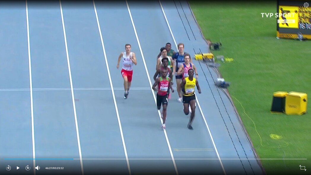 Elbląg, Kacper Lewalski (z lewej) wywalczył awans do finały MŚ (kadr z transmisji TVP Sport)