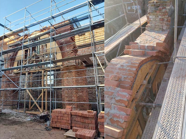 Elbląg, Prace zabezpieczające konstrukcję murów w kościele w Fiszewie,