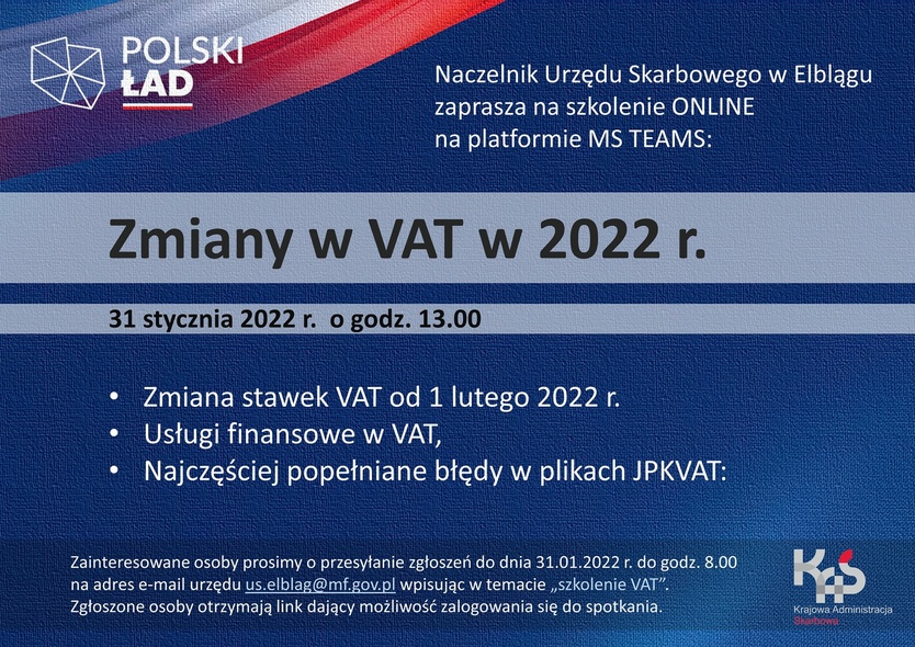 Elbląg, Urząd Skarbowy w Elblągu zaprasza na szkolenie