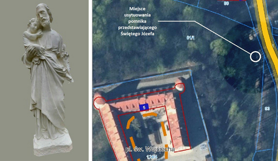 Elbląg, Projekt pomnika wraz z oznaczeniem jego lokalizacji na mapie miasta,