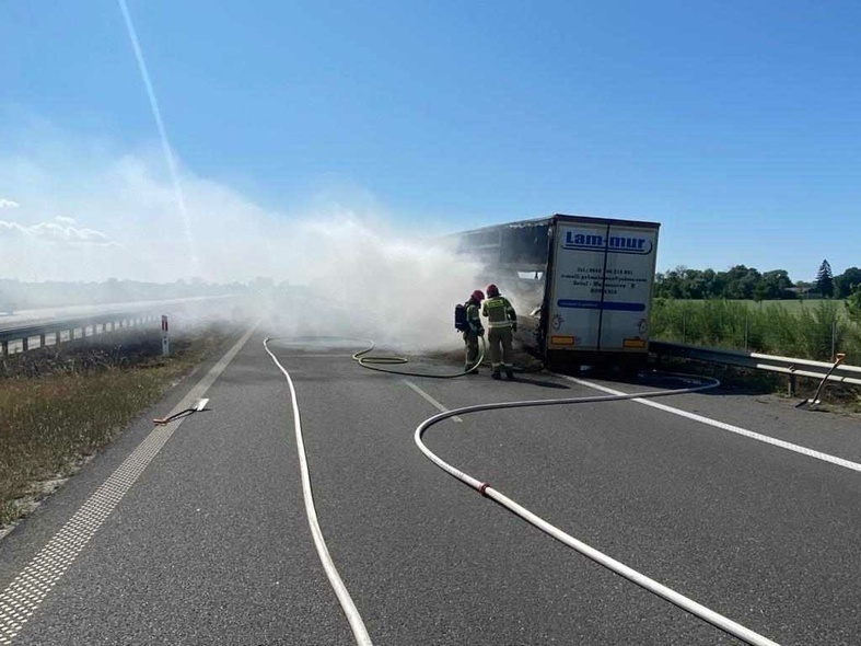 Elbląg, Pożar ciężarówki na S7, uwaga na objazd