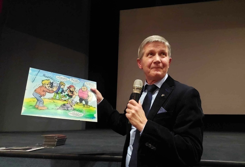 Elbląg, Sławomir W. Malinowski podczas premiery filmu,