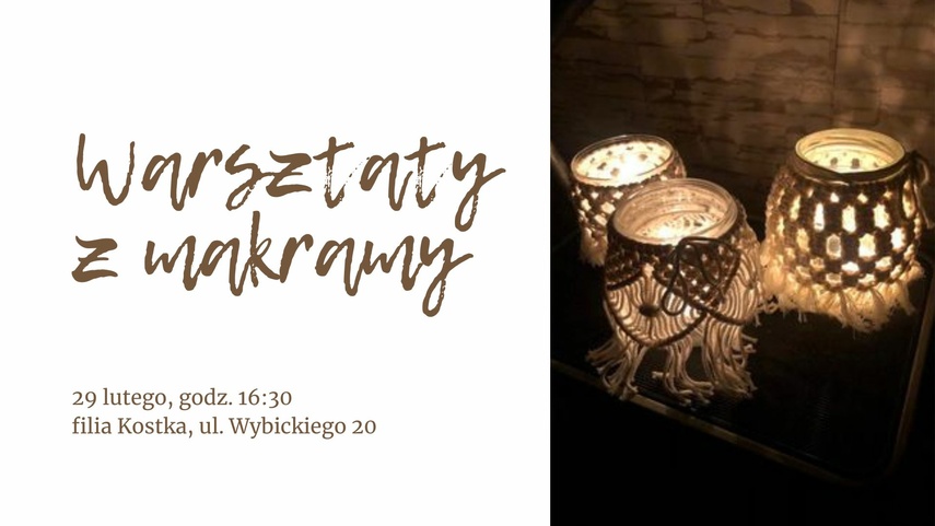 Elbląg, Warsztaty z makramy w Kostce Elbląg, Warsztaty z makramy w Kostce