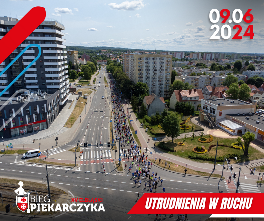 Elbląg, XV Bieg Piekarczyka - utrudnienia w ruchu