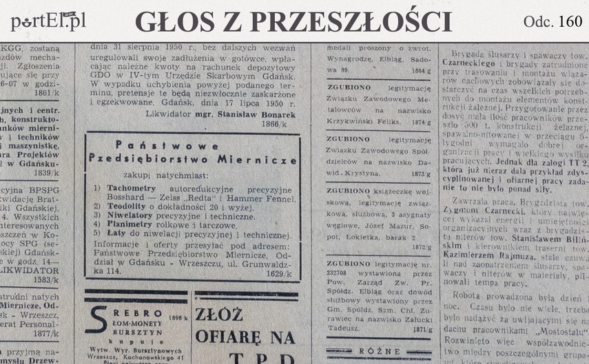 Elbląg, Głos Wybrzeża nr 202, 1950 r.