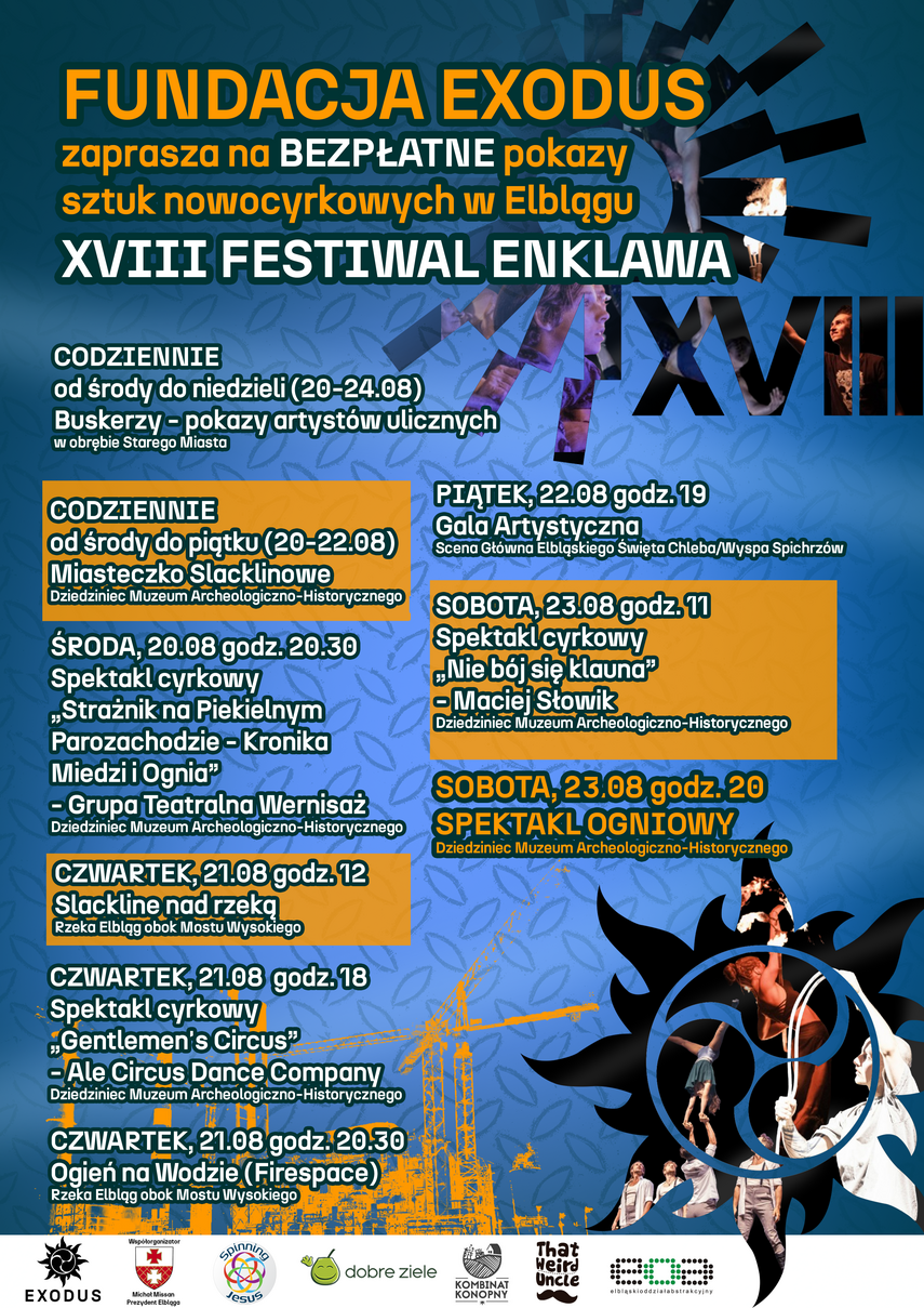 Elbląg, XVIII Festiwal Enklawa - pięć dni magii cyrku, ognia i teatru ulicznego Elbląg, XVIII Festiwal Enklawa - pięć dni magii cyrku, ognia i teatru ulicznego