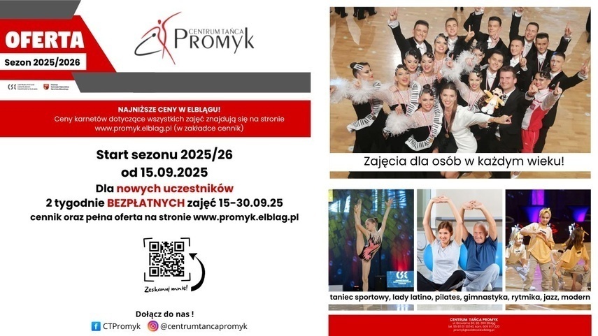Elbląg, Tańcz, ćwicz, odkryj siebie - CT Promyk startuje z nowym sezonem. Dwa tygodnie bezpłatnych zajęć Elbląg, Tańcz, ćwicz, odkryj siebie - CT Promyk startuje z nowym sezonem. Dwa tygodnie bezpłatnych zajęć