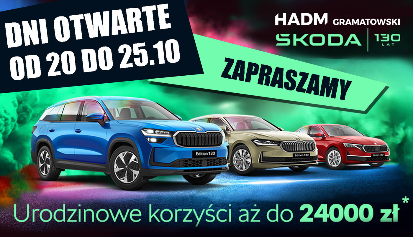 Dni Škody w HADM Gramatowski! Świętuj 130 lat marki i odbierz wyjątkowe korzyści! Dni Škody w HADM Gramatowski! Świętuj 130 lat marki i odbierz wyjątkowe korzyści!