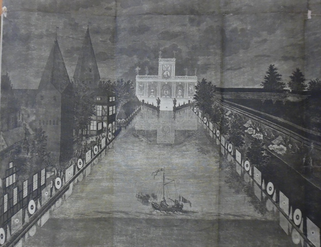 Elbląg, Iluminacja na cześć króla Stanisława Augusta, 1765 rok, Archiwum Państwowe w Gdańsku.