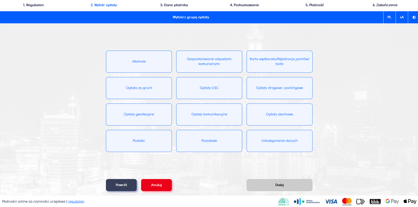 Elbląg, Nowa metoda dokonywania opłat w urzędzie Elbląg, Nowa metoda dokonywania opłat w urzędzie