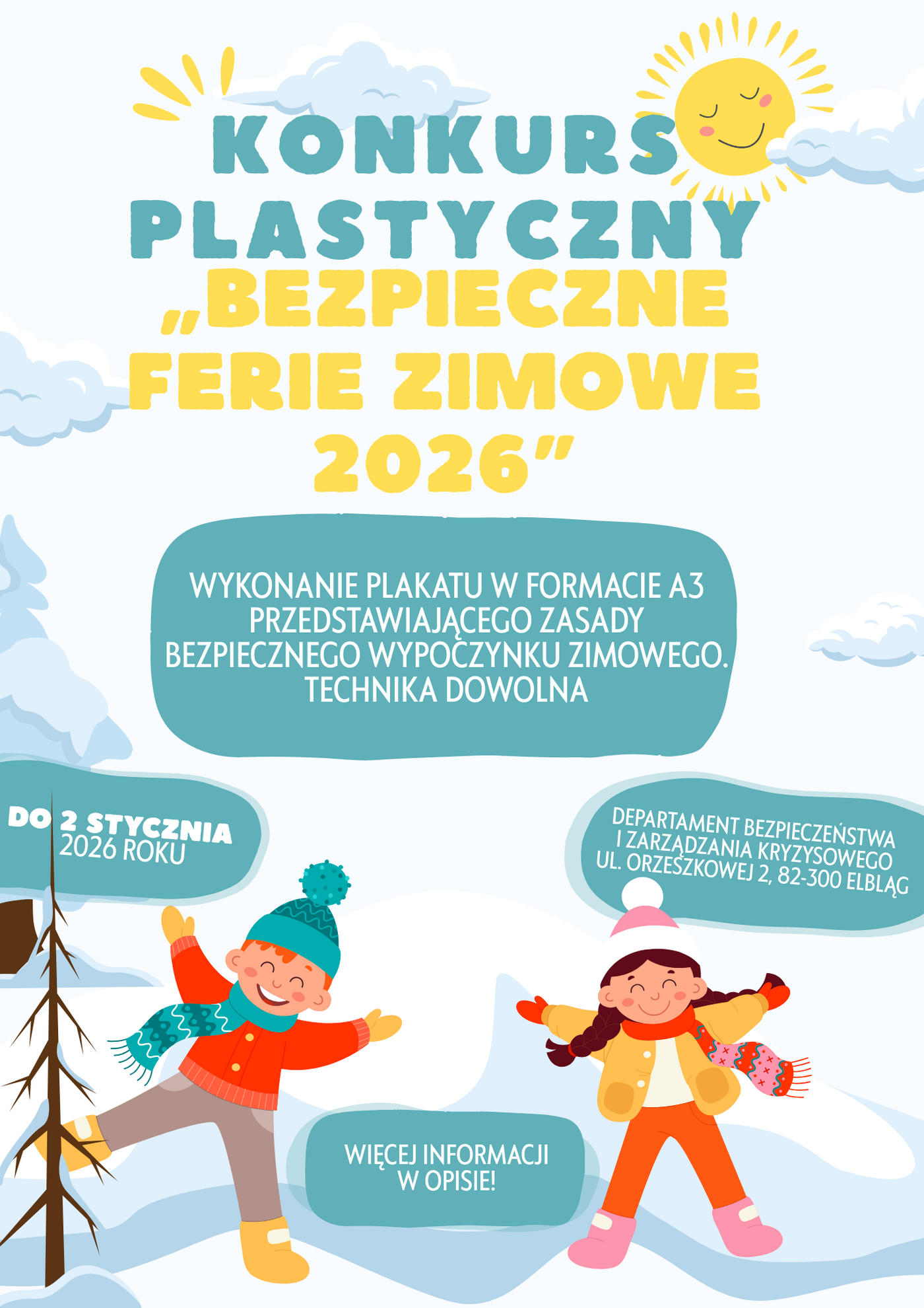 Elbląg, Konkurs Bezpieczne Ferie 2026 Elbląg, Konkurs Bezpieczne Ferie 2026