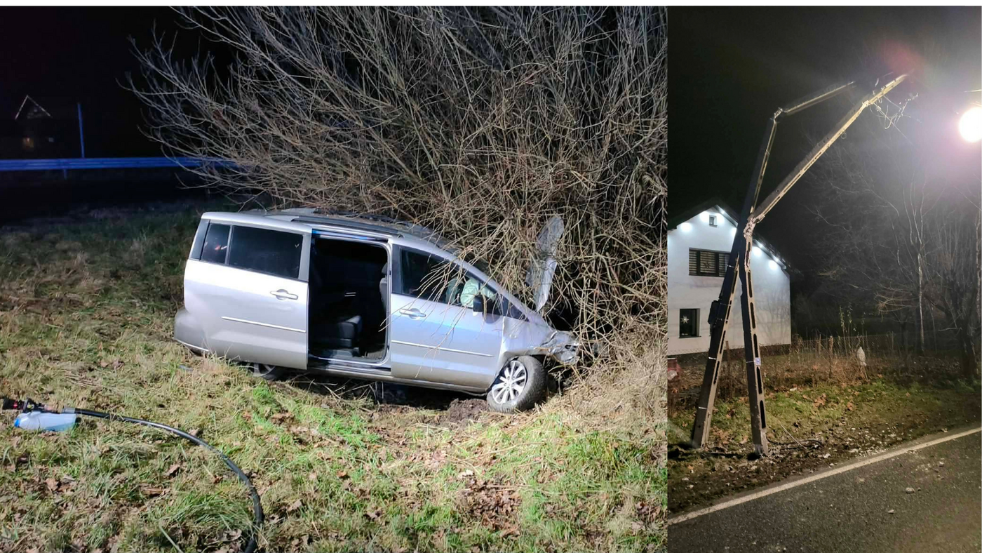 Elbląg, Pijany kierowca uderzył mazdą w słup