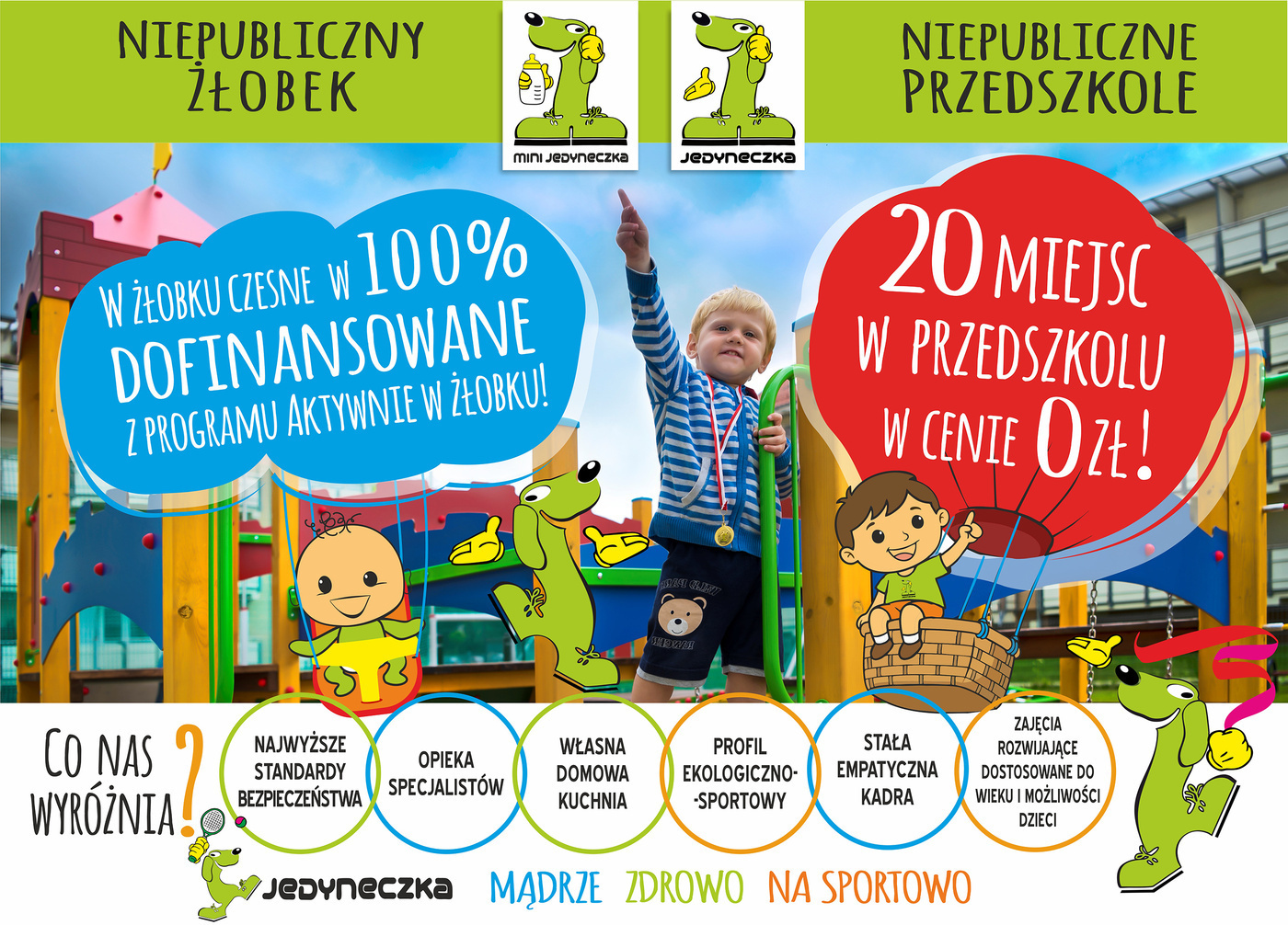 Projekt „Jedyneczka Rośnie!”, czyli 20 darmowych miejsc przedszkolnych w Niepublicznym Przedszkolu Ekologiczno-Sportowym Jedyneczka w Elblągu!