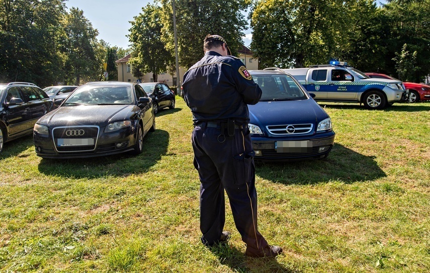 Elbląg, Parkowanie na trawnikach przy Parku Wodnym Dolinka, Elbląg, Parkowanie na trawnikach przy Parku Wodnym Dolinka,