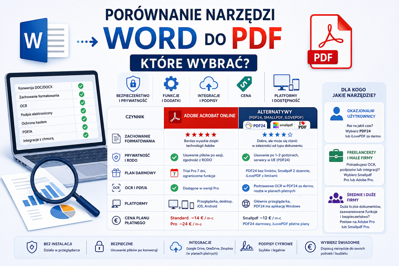 Porównanie narzędzi Word do PDF: które wybrać
