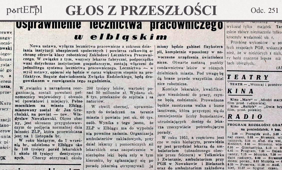Elbląg, Chorzy otrzymali około 200 tysięcy leków (Głos z przeszłości, odc. 251)
