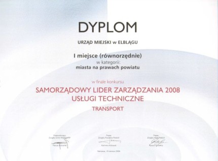 Elbląg, Elbląg podwójnym Liderem Zarządzania 2008 Elbląg, Elbląg podwójnym Liderem Zarządzania 2008