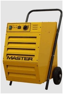 Osuszacz powietrza Master DH42 posiada wbudowany zbiornik na wodę (10l) i może pracować w temperaturach od 5 do 32 stopni Celsjusza.