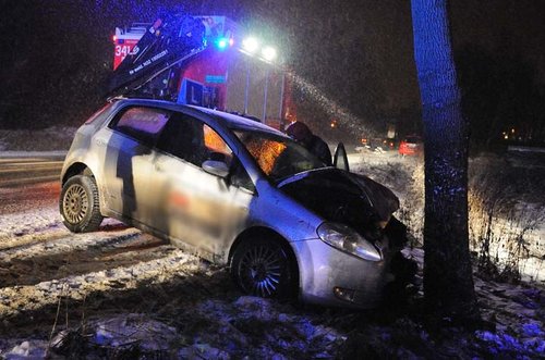 Elbląg, "Elka" uderzyła w przydrożne drzewo