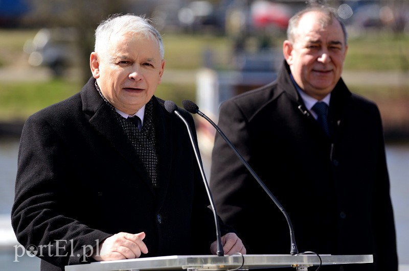Elbląg, Prezes Kaczyński mówił przez ok. 20 minut, głównie o przekopie Mierzei