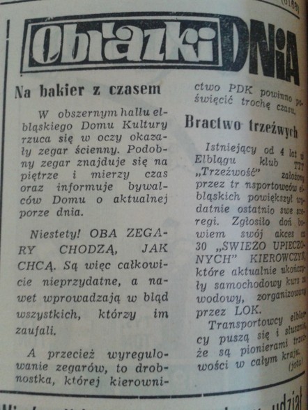 Elbląg, Na bakier z czasem