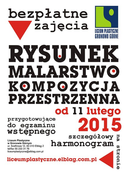 Elbląg, Plastyk zaprasza gimnazjalistów na zajęcia