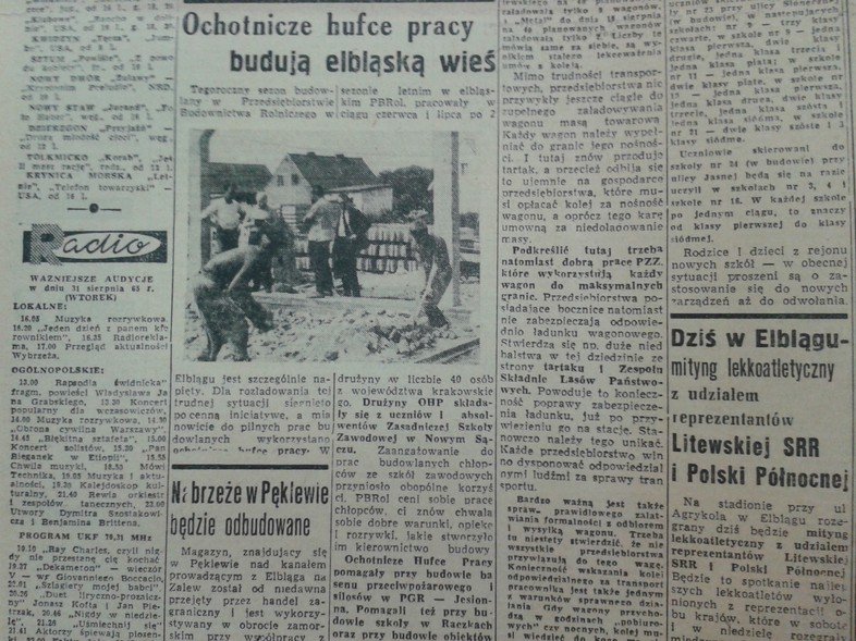 Elbląg, Ochotnicze hufce pracy budują elbląską wieś