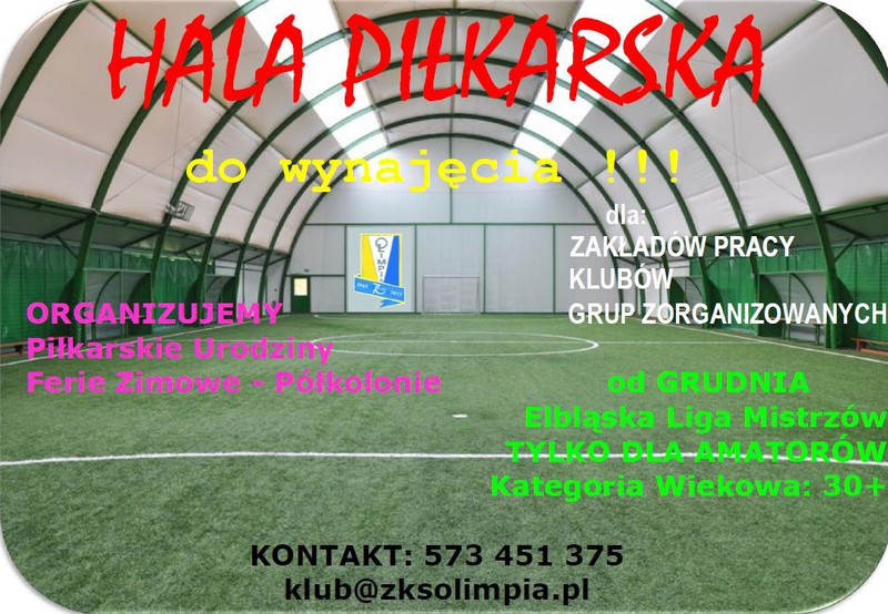 Nie zwlekaj, zarezerwuj halę już dziś! Nie zwlekaj, zarezerwuj halę już dziś!