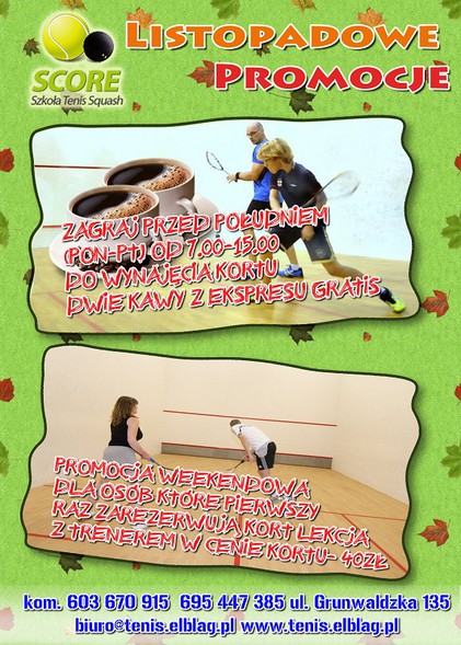 Gorący listopad w Szkole Squash SCORE. Sprawdź promocje Gorący listopad w Szkole Squash SCORE. Sprawdź promocje