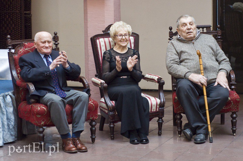 Elbląg, Bohaterowie benefisu (od lewej): Zygmunt Prokop, Helena Pilejczyk, Eugeniusz Olszewski