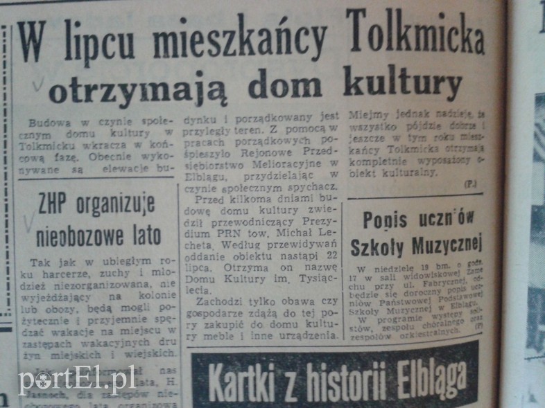 Elbląg, W lipcu mieszkańcy Tolkmicka otrzymają dom kultury