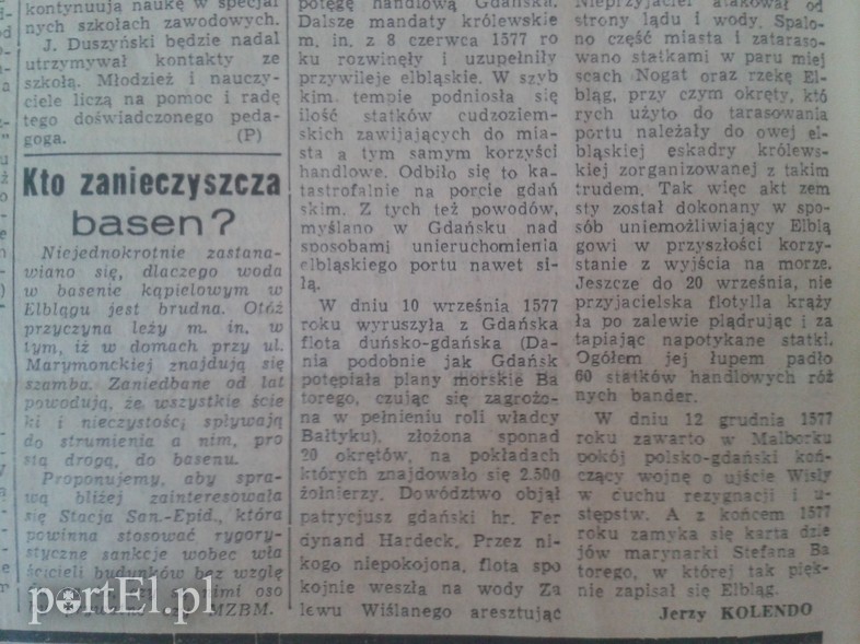 Elbląg, Kto zanieczyszcza basen?