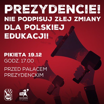 Elbląg, Grafika dotycząca protestu pochodzi ze strony ZNP na Facebooku
