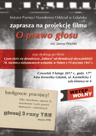 Elbląg, Projekcja filmu „O prawo głosu” Elbląg, Projekcja filmu „O prawo głosu”