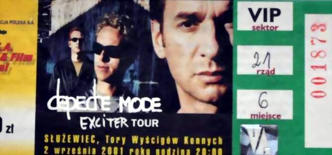 Elbląg, Bilet z warszawskiego koncert DM z 2001 r. Elbląg, Bilet z warszawskiego koncert DM z 2001 r.