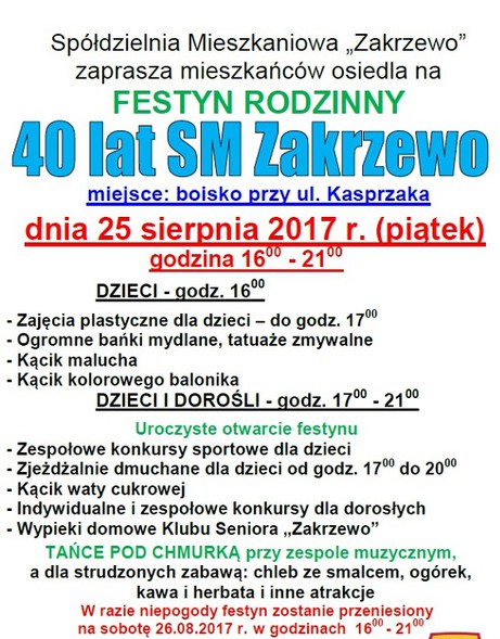 Elbląg, Mieszkańcy będą świętować 40 lat Zakrzewa